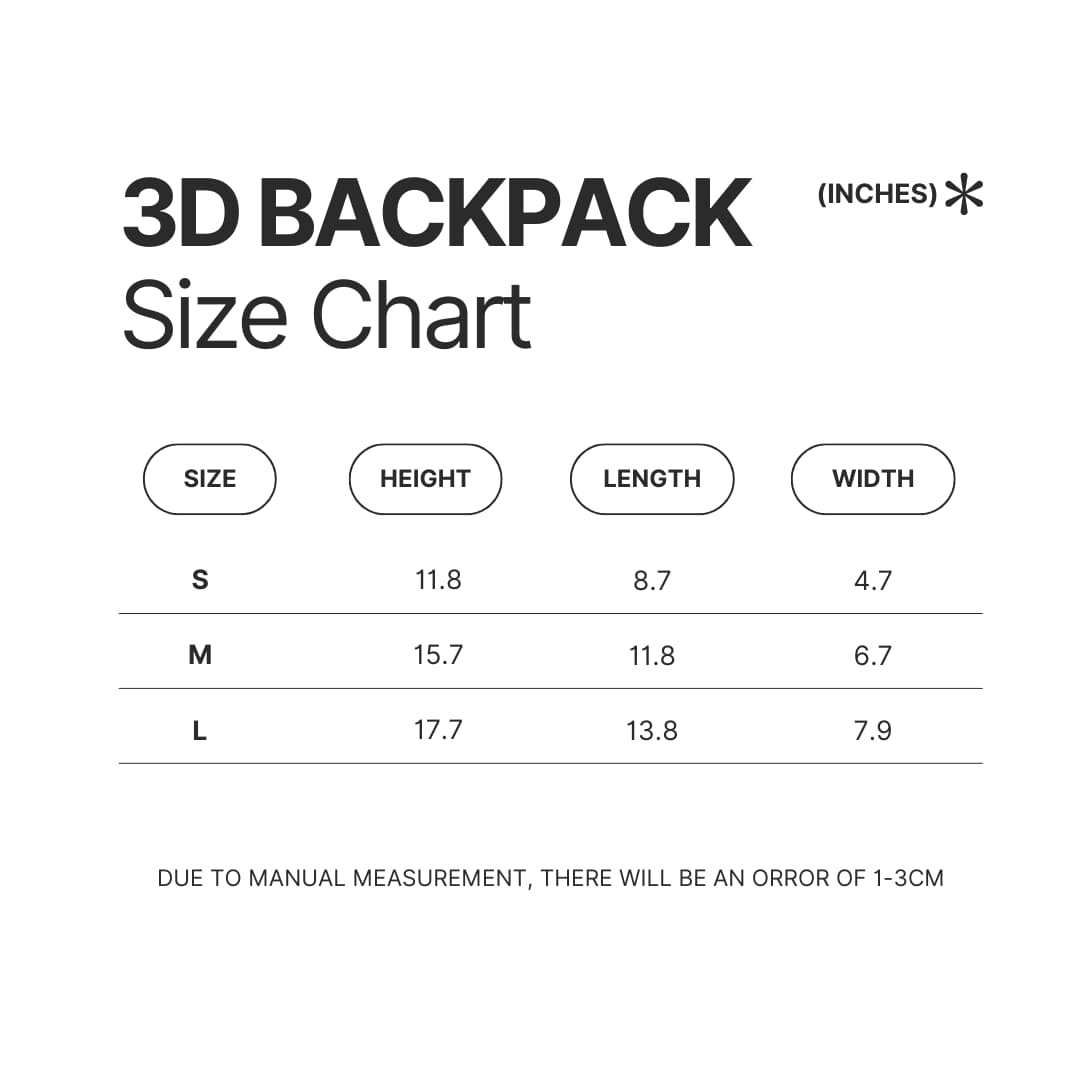 3D Backpack Size Chart - Meat Canyon Store