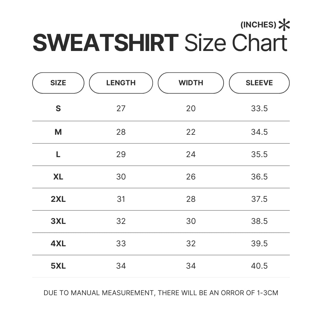 Sweatshirt Size Chart - Morbid Podcast Merch
