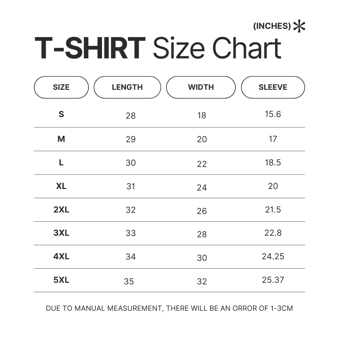 T shirt Size Chart - Meat Canyon Store