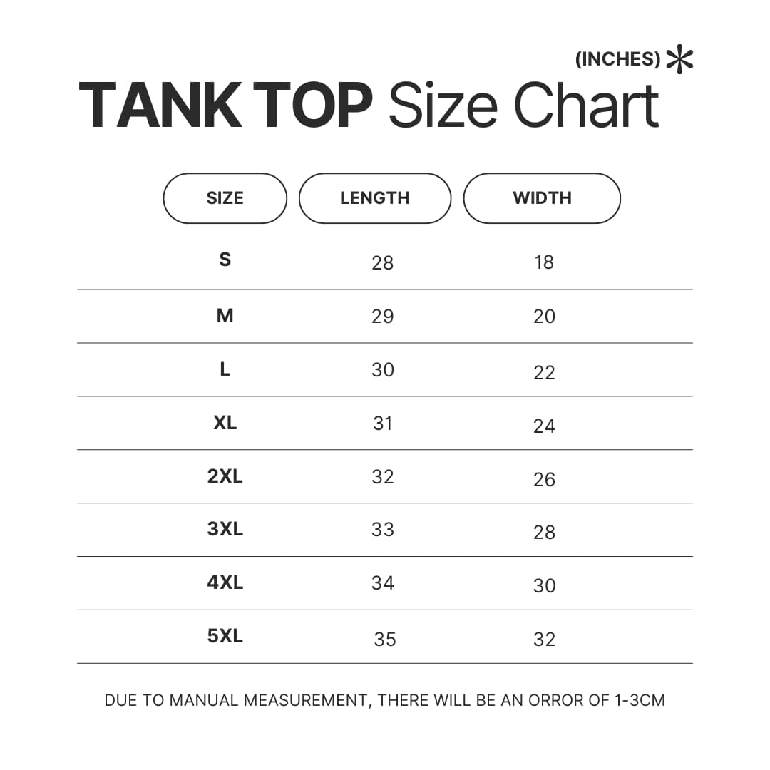 Tank Top Size Chart - Meat Canyon Store